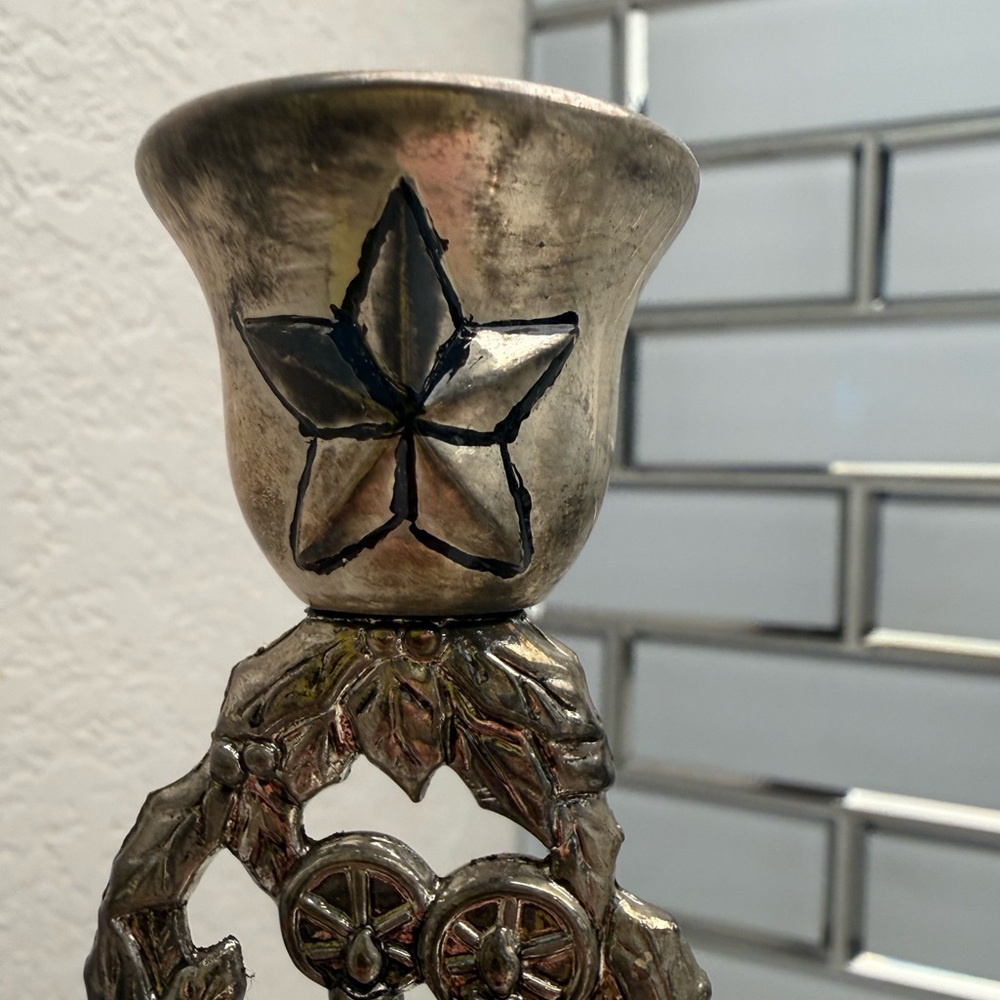 Vintage Enesco Silver Plated Christmas Tree Candle Holders Filigree-style Retro - Picture 8 of 16